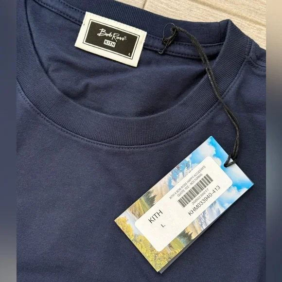 Men's KITH Bob Ross Happy Accidents Quote khm033940-413 Tee Nocturnal Sz Large - Picture 6 of 11